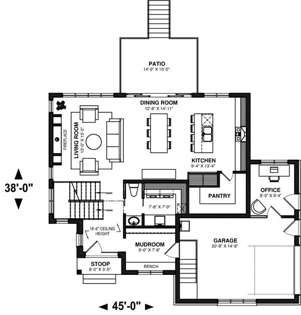 Architectural House Design - Farmhouse Floor Plan - Main Floor Plan #23-2734