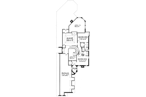 Floor Plan - Upper Floor for European House Plan #141-126 - 3 bed, 2.5 bath