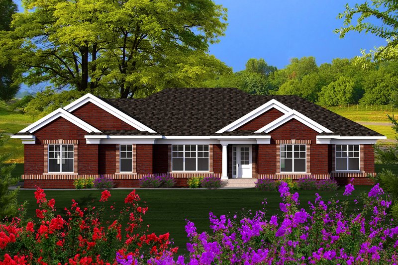 Architectural House Design - Ranch Exterior - Front Elevation Plan #70-1165