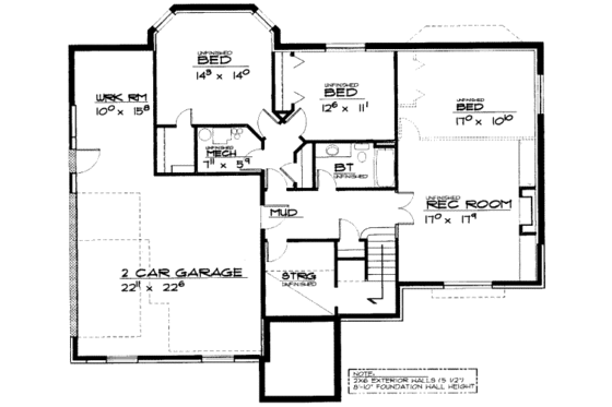 Floor Plan - Lower Floor for Traditional House Plan #308-114 - 5 bed, 3 bath