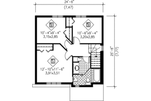 Floor Plan - Upper Floor House Plan #25-4247 - 3 bed, 1.5 bath