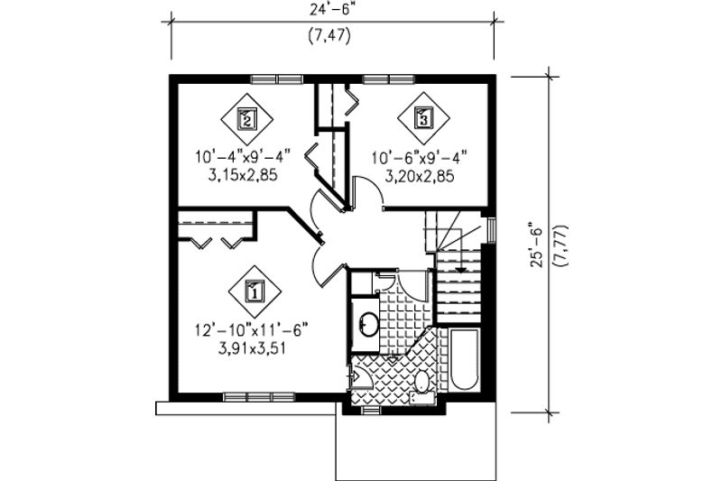 Architectural House Design - Floor Plan - Upper Floor House Plan #25-4247 - 3 bed, 1.5 bath