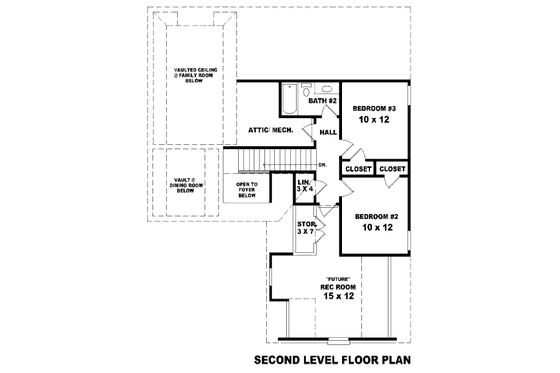 Floor Plan - Upper Floor for Traditional House Plan #81-13869 - 3 bed, 2.5 bath