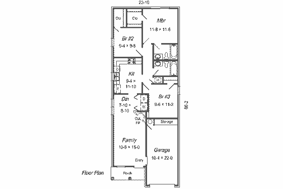 Floor Plan - Main Floor for Traditional House Plan #329-156 - 3 bed, 2 bath