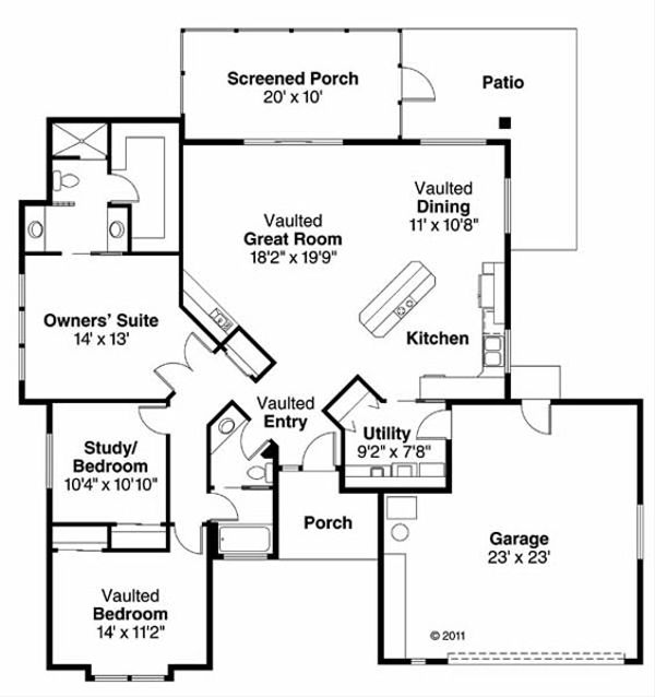 House Plan Design - Mediterranean Floor Plan - Main Floor Plan #124-253
