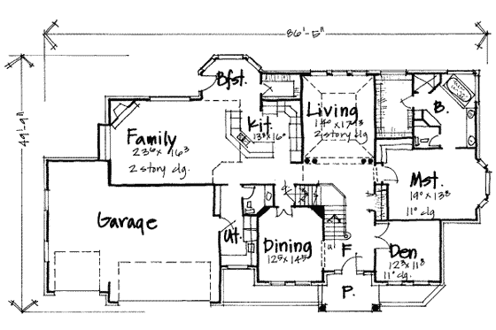 Floor Plan - Main Floor for Traditional House Plan #308-188 - 4 bed, 2.5 bath