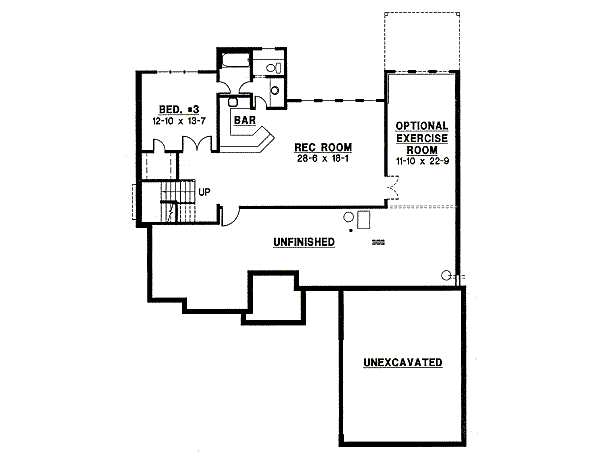 Ranch Floor Plan - Lower Floor Plan #67-775