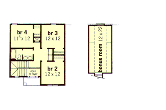 Floor Plan - Upper Floor for European House Plan #16-207 - 4 bed, 2.5 bath