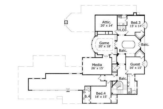 Floor Plan - Upper Floor for Mediterranean House Plan #411-634 - 4 bed, 4.5 bath