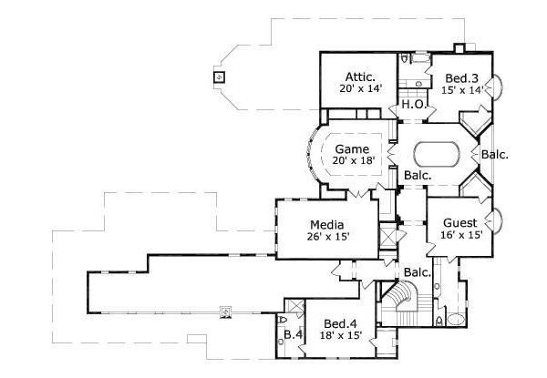 Mediterranean Floor Plan - Upper Floor Plan #411-634