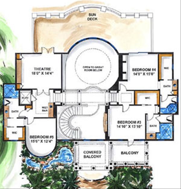 Mediterranean Floor Plan - Upper Floor Plan #27-275