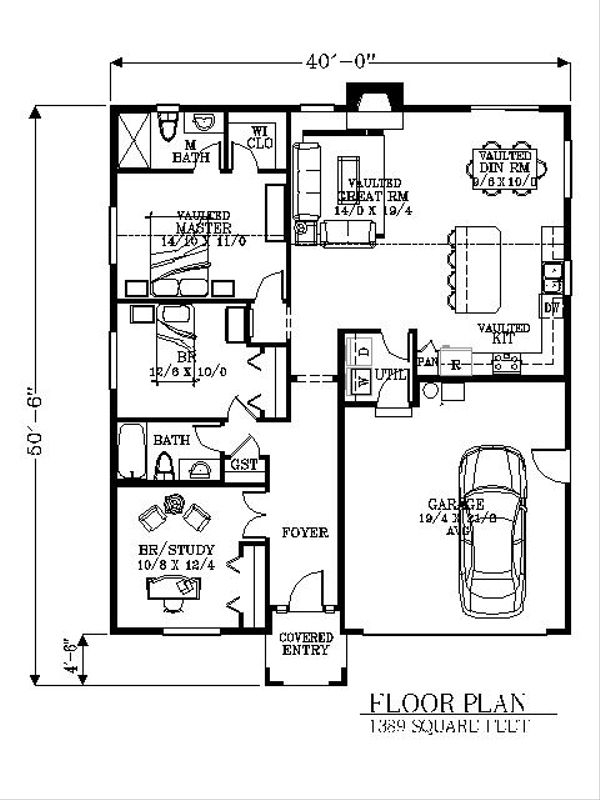 Bungalow Floor Plan - Main Floor Plan #53-436