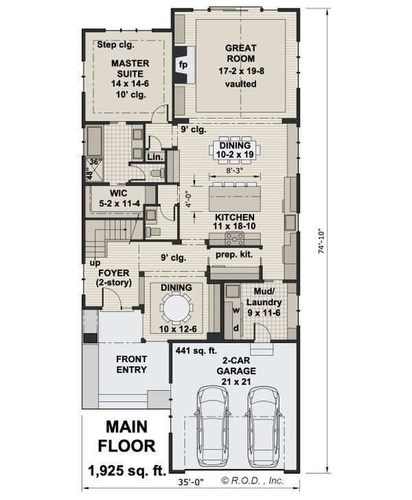 House Plan Design - Floor Plan - Main Floor for Farmhouse House Plan #51-1565 - 4 bed, 2.5 bath