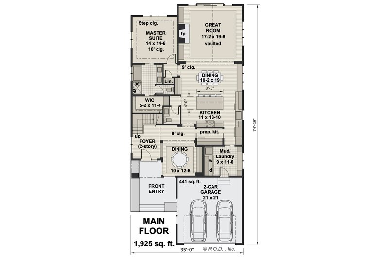 House Plan Design - Floor Plan - Main Floor for Farmhouse House Plan #51-1565 - 4 bed, 2.5 bath