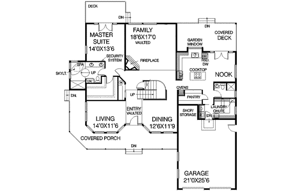 Floor Plan - Main Floor for Traditional House Plan #60-236 - 5 bed, 4 bath