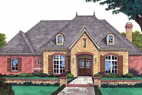 Exterior - Front Elevation for European House Plan #310-632 - 4 bed, 3.5 bath