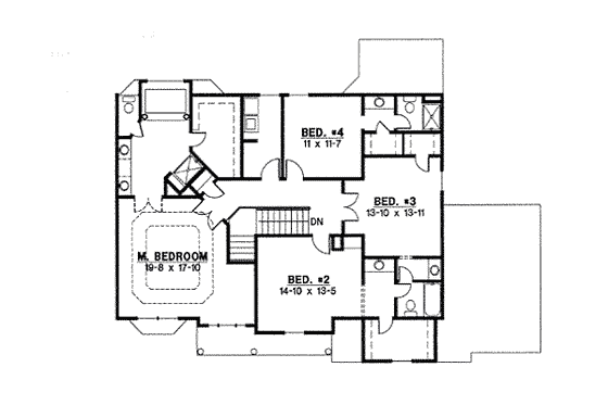 Floor Plan - Upper Floor for Traditional House Plan #67-820 - 4 bed, 3 bath