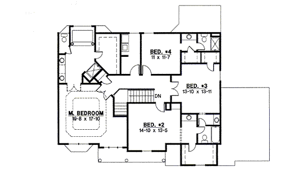 Traditional Floor Plan - Upper Floor Plan #67-820