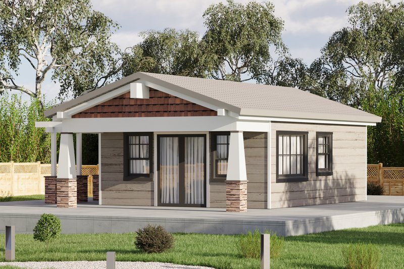 House Blueprint - Exterior - Front Elevation 3 for Craftsman House Plan #1106-79, 1 bath