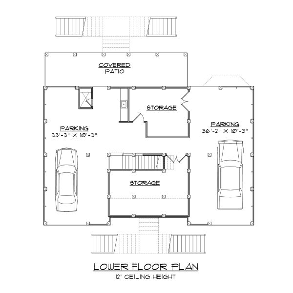 Architectural House Design - Beach Floor Plan - Lower Floor Plan #1054-68