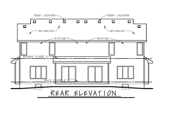Exterior - Rear Elevation for Traditional House Plan #20-2522 - 6 bed, 4.5 bath