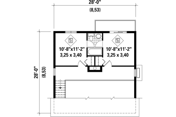 Floor Plan - Upper Floor for Cottage House Plan #25-4419 - 3 bed, 2 bath