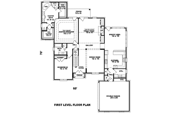 Floor Plan - Main Floor for European House Plan #81-1145 - 4 bed, 3 bath