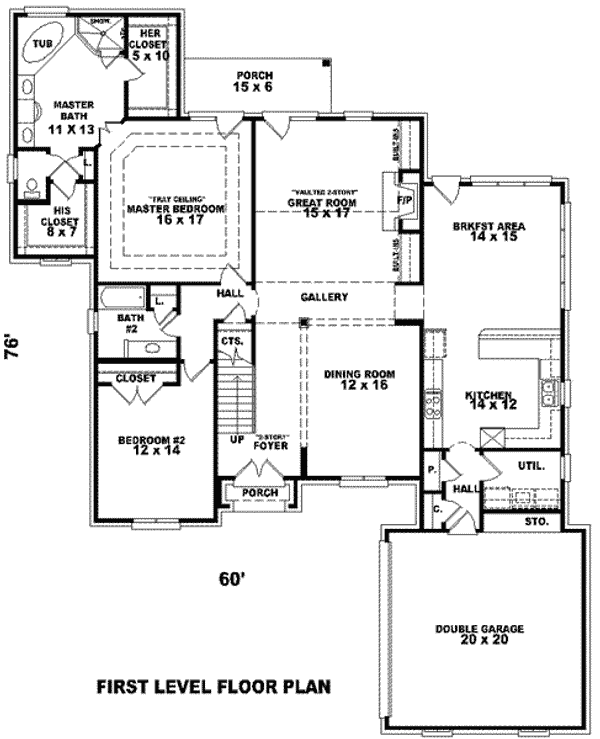 Floor Plan - Main Floor for European House Plan #81-1145 - 4 bed, 3 bath