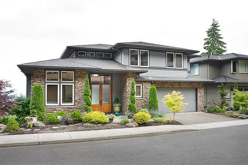 Architectural House Design - Front view - 3700 square foot Prairie style home