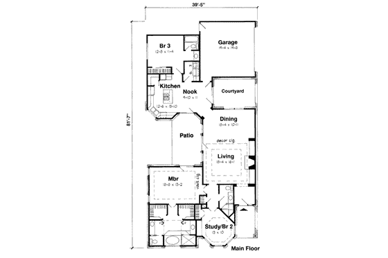 Floor Plan - Main Floor for European House Plan #312-336 - 3 bed, 3 bath