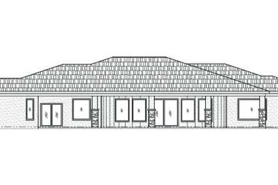 Exterior - Rear Elevation for Adobe / Southwestern House Plan #24-251 - 5 bed, 3.5 bath