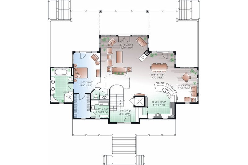 Home Plan - Floor Plan - Main Floor for Beach House Plan #23-854 - 4 bed, 3.5 bath