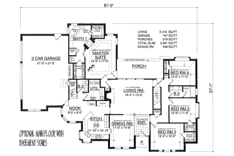Home Plan - Floor Plan - Other Floor 1 for Traditional House Plan #40-324 - 4 bed, 2.5 bath