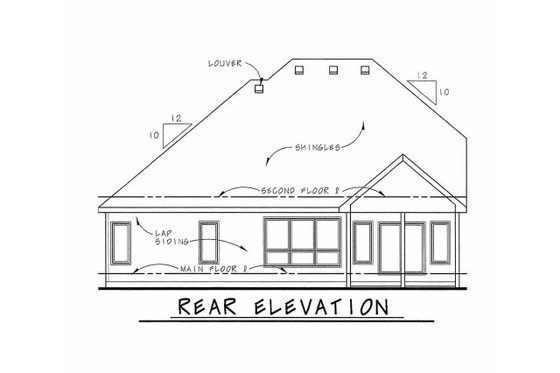 Exterior - Rear Elevation for Craftsman House Plan #20-2243 - 4 bed, 3.5 bath
