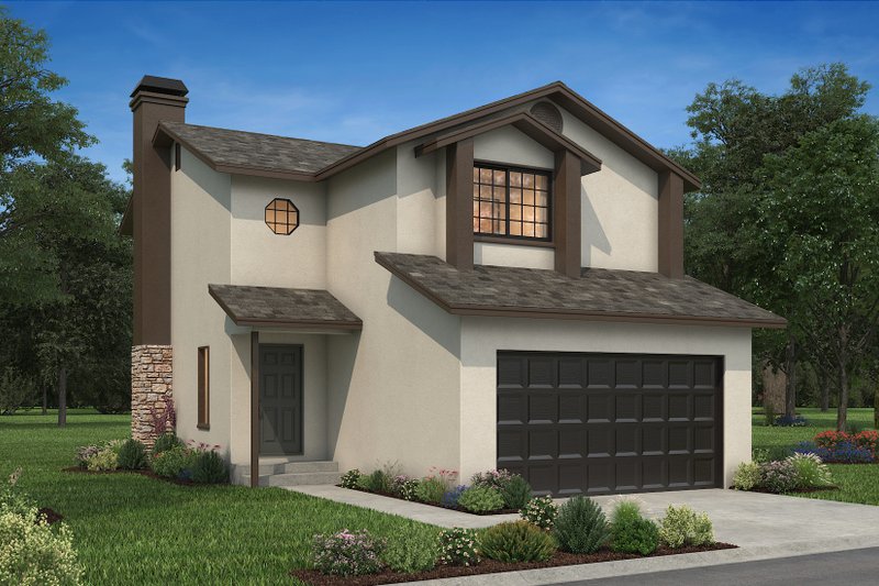 Home Plan - Exterior - Front Elevation 5 for Adobe / Southwestern House Plan #1-1069 - 3 bed, 2.5 bath