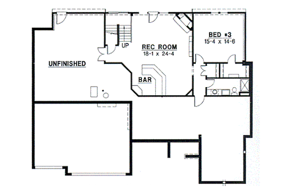 Floor Plan - Lower Floor for European House Plan #67-686 - 3 bed, 3 bath