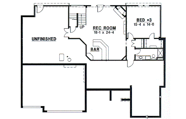 European Floor Plan - Lower Floor Plan #67-686