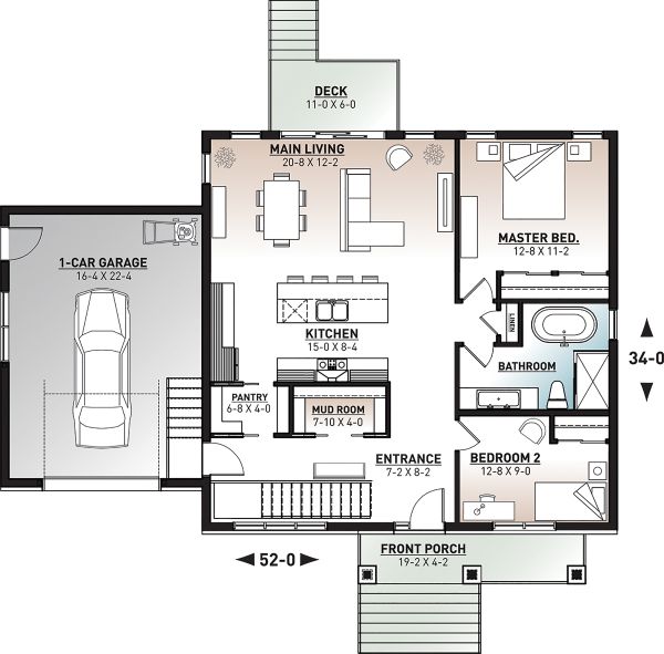 Home Plan - Craftsman Floor Plan - Main Floor Plan #23-2728