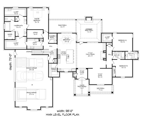 Dream House Plan - Country Floor Plan - Main Floor Plan #932-294