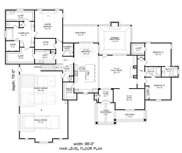 Architectural House Design - Country Floor Plan - Main Floor Plan #932-294
