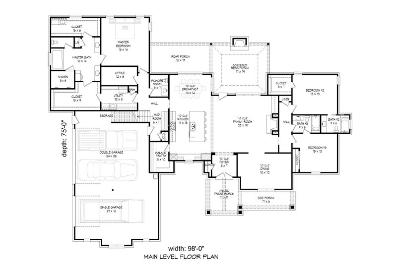 Architectural House Design - Floor Plan - Main Floor for Country House Plan #932-294 - 3 bed, 4.5 bath