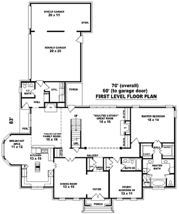 Colonial Floor Plan - Main Floor Plan #81-1264