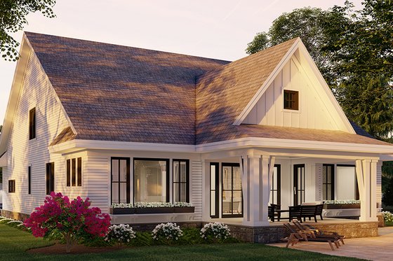 Exterior - Rear Elevation 1 for Farmhouse House Plan #51-1168 - 4 bed, 3.5 bath