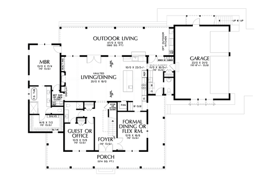 Floor Plan - Main Floor for Farmhouse House Plan #48-1128 - 4 bed, 4.5 bath