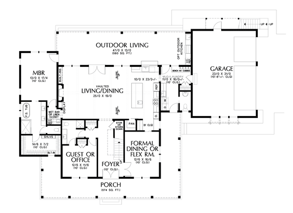 Farmhouse Floor Plan - Main Floor Plan #48-1128