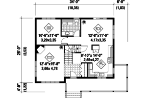 Floor Plan - Main Floor for Country House Plan #25-4412 - 3 bed, 1 bath
