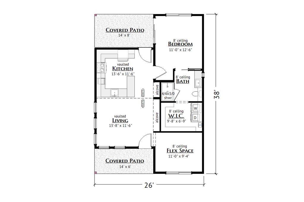 Floor Plan - Main Floor for Modern House Plan #1099-17 - 1 bed, 1 bath