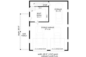Floor Plan - Main Floor for Farmhouse House Plan #932-1117 - 1 bed, 1 bath