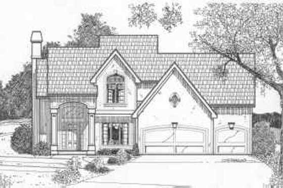 Exterior - Front Elevation for European House Plan #6-180 - 4 bed, 3.5 bath