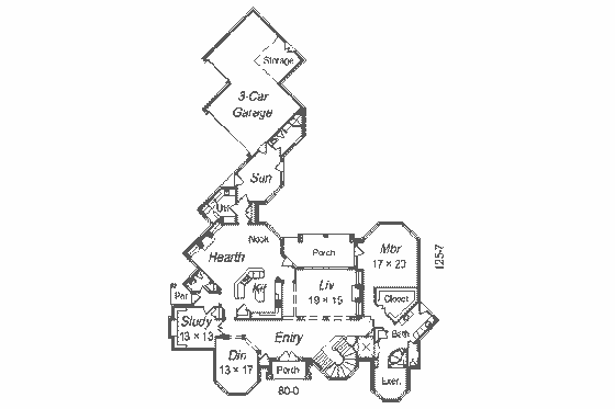 Floor Plan - Main Floor for European House Plan #329-325 - 3 bed, 5 bath